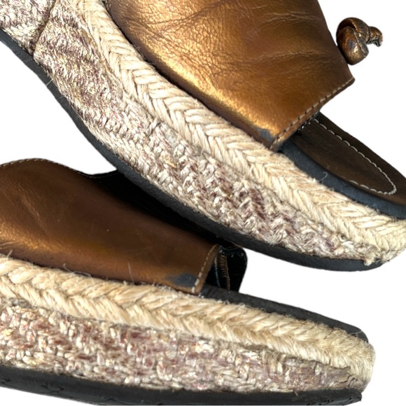 Donald J. Pliner SYA Platform Wedge Slides Bronze Leather - Picture 12 of 12